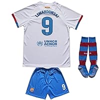 2023/2024 Barca Away #9 Lewandowski Football Soccer Kids Jersey Shorts Socks Set Youth Sizes