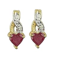 Stunning Gf Ruby Natural Gemstone Heart Shape Stud Engagement Earrings 925 Sterling Silver Jewelry | Yellow Gold Plated