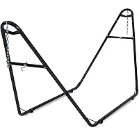 Universal 2 Person Hammock Stand Only, 600 lbs Capacity, Adjustable Heavy Duty Powder-Coated Steel Stand, Multi-Use, Fits 9ft to 14ft Hammocks, XXL Size (Black)