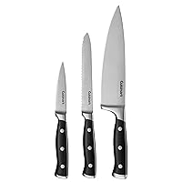 Cuisinart Classic Forged High-Carbon Stainless Steel full-tang Triple Rivet Knife Set (3-Piece Chef Set) 8-Inch Chef's, 5.5-Inch Utility and 3.5-Inch Paring With Matching Blade Cover Shealths