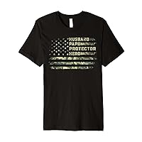 Husband Papu Protector Hero Camouflage American Flag Premium T-Shirt