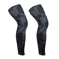 1 Pair Knee Sleeves Non Slip Compression Long Full Leg Sleeve for Men Women Sport Basketball Football Cycling (Medium, Grey)
