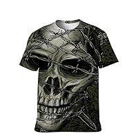 Mens T-Shirt Cool-Novelty Graphic-Tees Funny-Vintage Short-Sleeve Hip Hop: Sugar Skull Print New Pattern Clothing Gym Gift