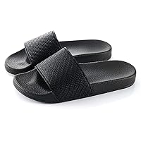 Home Shoes Men's Fashion Shower Sandals Slippers Soft Bottom Slip Open-Toe Slippers Woven Pattern Uppers Black and White Two-Tone Womens Summer Slippers (Color : Black, Size : 8.5)
