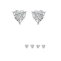10K Gold 1/10ct TDW Heart Shape Miracle Plate Diamond Stud Earrings(I-J, I1-I2)