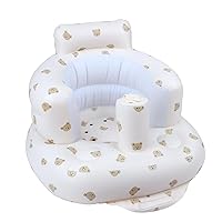 Baby Inflatable Seat with Suction Cups for Babies 3 Months & Up, Baby Floor Seats for Sitting Up with Built in Air Pump, Blow Up Baby Chair for Infants - Bear Head