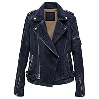 Women's Black Genuine Suede Biker Leather Jacket, Asymmetric Zipper - Perfect Autumn Streetwear