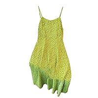 Size Women Summer Autumn Flower Strap Dress Skirt green8