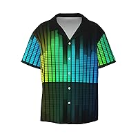 Music Creativity Men's Summer Short-Sleeved Shirts, Casual Shirts, Loose Fit with Pockets