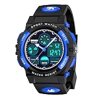 Easter Basket Stuffers Kids Watch, 50 M Waterproof LED Digital Sport Watch Teen Boys Girls Outdoor Watches - Analog and Digital Multifunction Watches with Alarm and Calendar Stocking Stuffers