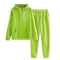 Jogger Drawstring Solid Tracksuits Women 2 Piece Set Pullover Sweatsuits Long Sleeve Hoodie and Sweatpant Outfits