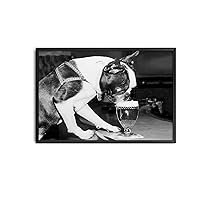 Canvas Painting Posters and Prints Funny Dog Art Black And White Art Dog Drinking Beer Vintage Wall Art Bar Cart Decor Boston Terrier Kitchen Bar Dining Room Wall Decoration 16x24inch Metal Frame