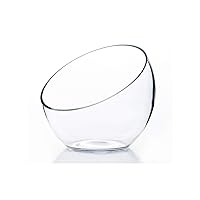 WGVI Clear Slant Cut Bowl Glass Vase, Glass Terrarium, Candy Dish, Glassware, Slant Open: 7