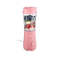 Hamilton Beach Portable Blender for Shakes and Smoothies with 14 Oz BPA Free Travel Cup and Lid, Durable Stainless Steel Blades for Powerful Blending Performance, Coral (51171)