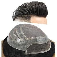 Durable Hair System For Men French Lace Front Mens Toupee Human Hair Pie Natural Hairline Fine Mono Hair Prosthesis 8