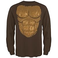 Halloween Sasquatch Bigfoot Costume Mens Long Sleeve T Shirt Brown LG