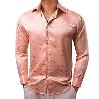 Men Long Sleeve Slim Fit Blouses Trun Down Collar Tops Breathable Clothing