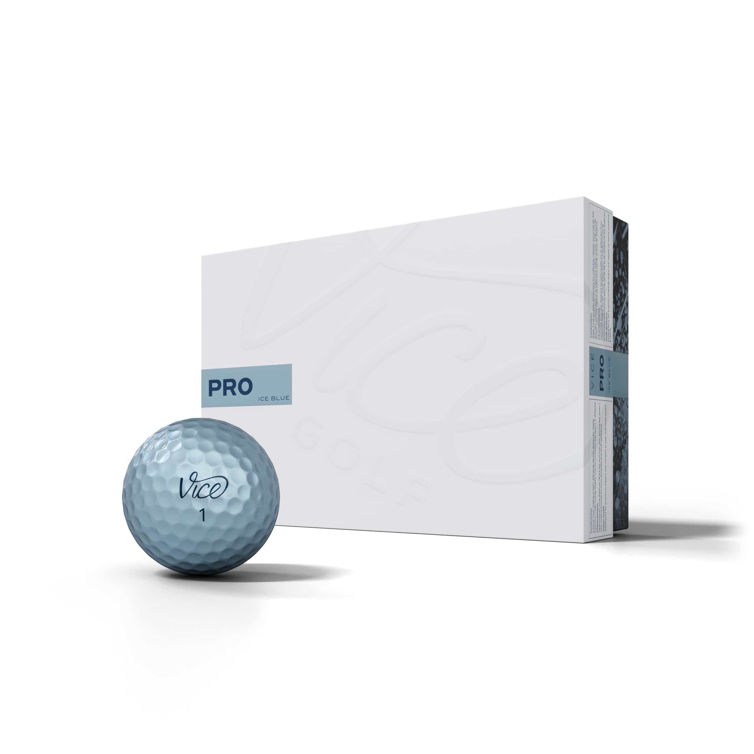 Vice Golf PRO ICE Blue | Features: 3-Piece cast Urethane, Maximum Control, high Short Game Spin | Profile: Designed for Advanced Golfers