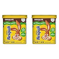 NESTLE NESQUIK No Sugar Added Chocolate Flavored Powder 16 oz. Canister (Pack of 2)