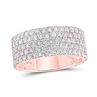 10kt Rose Gold Mens Round Diamond 5-Row Pave Band Ring 4-3/8 Cttw