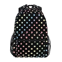 ALAZA Rainbow Color Polka Dots Backpack for Women Men,Travel Trip Casual Daypack College Bookbag Laptop Bag Work Business Shoulder Bag Fit for 14 Inch Laptop