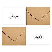 Set of 2 Wedding Cards for Bride and Groom with Matching Envelopes, To My Bride on our Wedding Day Card, To My Groom on our Wedding Day Card.（Groom/Bride A）
