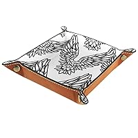 Angel Wings Print Thick PU Leather Valet Catchall Organizer Tray, Brown