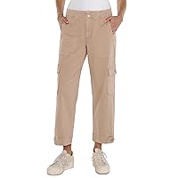 Liverpool Women's Utility Mid Rise Crop with Tab Hem and Cargo Pockets Soft Twill