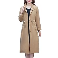 Women's Long Hooded Trench Coat Single Breasted Windproof Overcoat Spring Fall Fashion Windbreaker Long Jacket