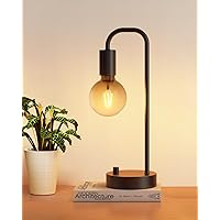 Industrial Table Lamp for Bedroom, Fully Dimmable Modern Bedside Lamps with 2700K Warm Light Bulb for Kids Reading, Minimalist Nightstand Lamps for Living Room, Office (Bulb Included)