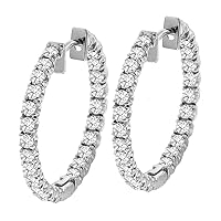 Inside-Out Diamond Hoops Earrings For Women | 2.50 CT TW Diamond & 14k White Gold | VIP Jewelry Art