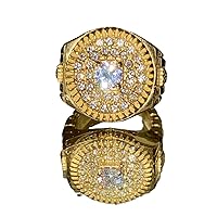 Men Women's Iced CZ Gold Stainless Steel Plus Size Design Ring,14k Gold Finish Vintage Retro Nugget Watch Presidential Link Famous Ring, Life time warranty on gold, Heavy Pinkie Ring Prime Delivery