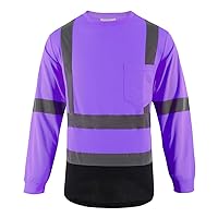 Hi Vis Shirts Long Sleeve ANSI Class 3 High Visibility Shirts Black Bottom Safety Shirts for Men and Women