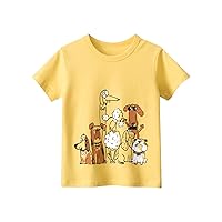 Boys Medium Shirts Toddler Kids Baby Boys Summer Cartoon Dogs Short Sleeve Crewneck T Shirts Tops Tee Boys Fitted Tee
