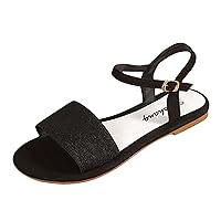 Ladies Fashion Summer Solid Color Suede Open Toe Buckle Flat Bottom Casual Sandals Women Slides And Sandals