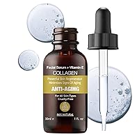 MADE IN USA 96% NATURAL COLLAGEN Facial Serum for Ultra Firming Lifting Anti Aging Plumping Skin with Ceramide Vitamin E 30ml 1fl oz - PURIFECT by Symphonty Beauty - Non Irritaging Formula (Collagen)