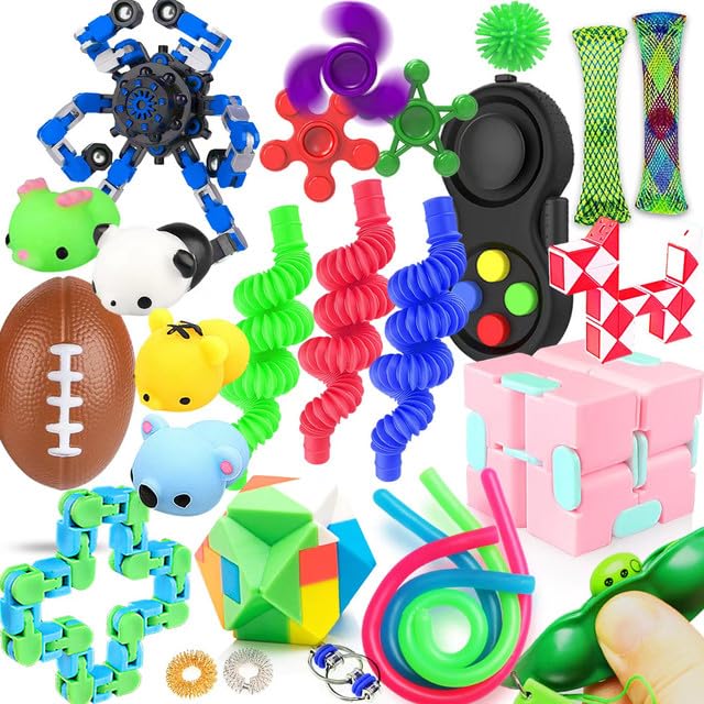 28 Pack Sensory Toys Set, Relieves Stress and Anxiety Fidget Toy for Children Adults, Special Toys Assortment for Birthday Party Favors, Classroom Rewards Prizes, Carnival, Piñata Goodie Bag Fillers