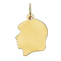 Ritastephens 14K Real Yellow Gold Girl Head Face Charm Silhouette