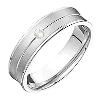 10k White Gold and Diamond With Center Groove 6mm Wide Comfort Fit Wedding Band