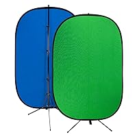 Fotodiox Pro 48x72in (4x6ft) Portable Green and Blue Background Kit with Support Stand 2-in-1 Collapsible Panel with Travel Case for Photo and Video Chroma Key Compositing