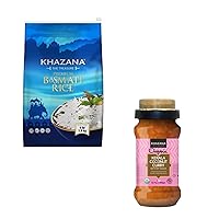 Khazana Authentic Basmati Rice - 4lb Premium Basmati Rice and 12.7 oz Kerala Coconut Curry Indian Simmer Sauce - Non GMO, Gluten-Free, Kosher & Cholesterol-Free