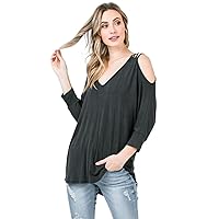 Relaxed Cold Shoulder Top (Small, Black)