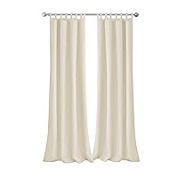 Elrene Home Fashions Matine Weatherproof Tab-Top Indoor/Outdoor Solid Color Curtain Panel for Porch, Pergola, Patio, Deck, 52”W x 95”L, Ivory