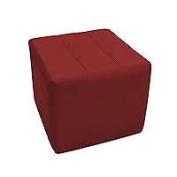Factory Direct Partners Tufted Square Accent Ottoman; Beautifully Upholstered Furniture for Modern Home, Office, Library or Waiting Area; Seating, Footstool, Side Table Use - Crimson, 13381-186