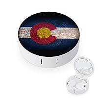 Vintage Colorado State Flag Contact Lens Case Portable Cute Eye Contacts Travel Kit with Mirror Container Holder Box