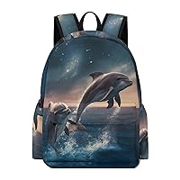 Dolphins Jump Laptop Backpack for Women Men Cute Shoulder Bag Printed Daypack for Travel Sports Work