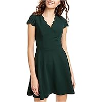 Womens Scalloped Trim Fit & Flare Dress