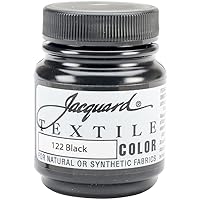 Jacquard Fabric Paint for Clothes - 2.25 Oz Textile Color Black Leaves Fabric Soft - Permanent and Colorfast - Professional Quality Paints Made in USA - Holds up Exceptionally Well to Washing