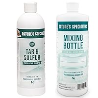 Nature's Specialties Mixing Bottle and Dog Shampoo Concentrate Bundle, Easy to Read Measurements Mixing Bottle 32 oz, Tar and Sulfur Medicated Dog Shampoo Concentrate 16 oz