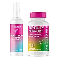 Pink Stork Fertility Supplements for Women and Progesterone Cream to Support Conception and Hormone Balance, Bioidentical Progesterone with Inositol, Ashwagandha, Vitex, and Folate - Duo